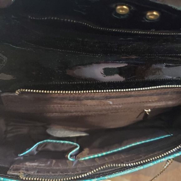 Y2K Aqua Python Clutch Chain Crossbody Bag - Picture 8 of 8